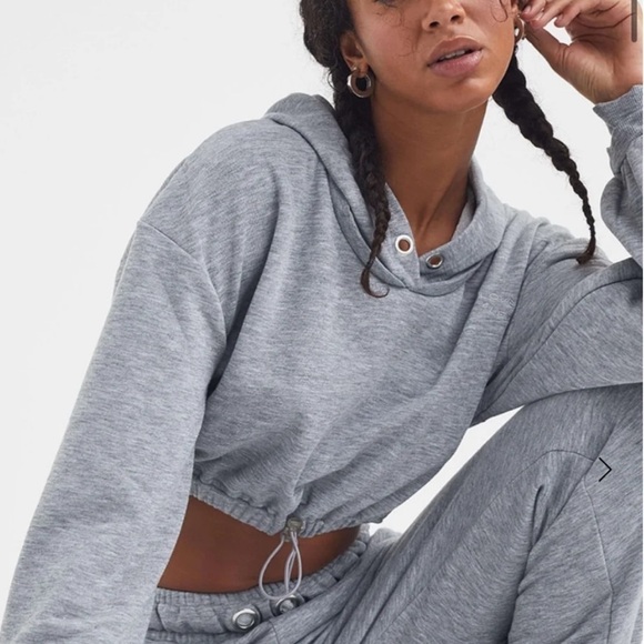 For Love And Lemons Grey Cropped Sweatshirt Size Medium - Picture 1 of 8